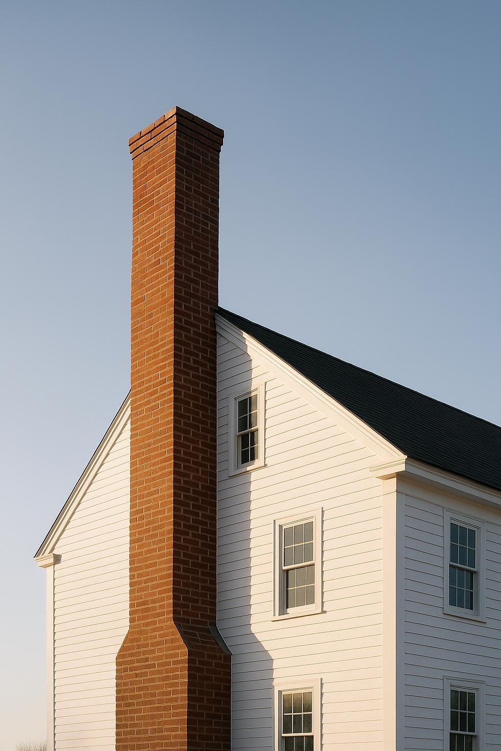 Brick chimney on a colonial house (illustration)